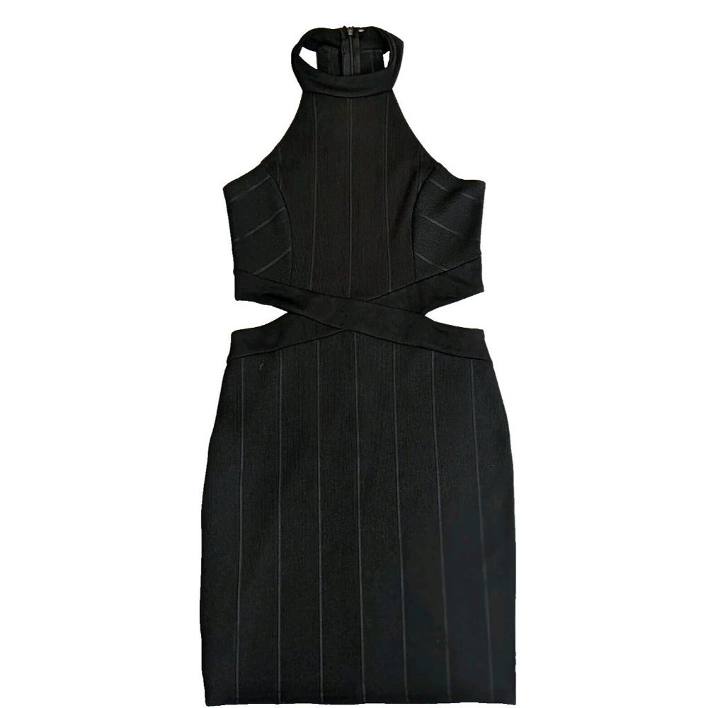Boohoo Womens Bodycon Mini Dress Black Sleeveless Halter Neck Stretchy  Sz 6